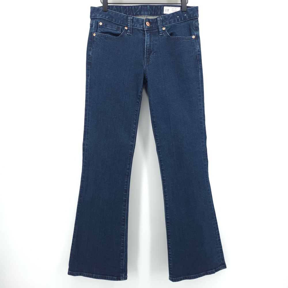 Gap Womens Jeans Long‎ & Lean 6R 28 Dark Blue Low Rise Flare Denim